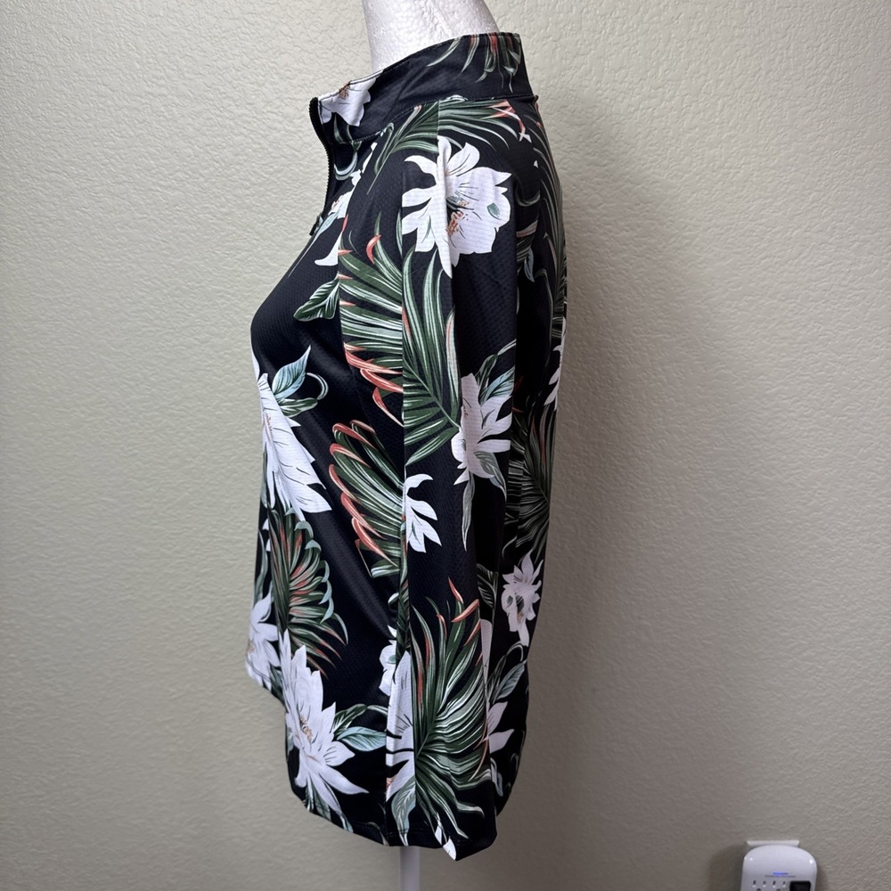 WOWENY Floral Quarter Zip Rash Guard NWT UPF 50+ Tropical Swim Shirt Size XS - Picture 4 of 8